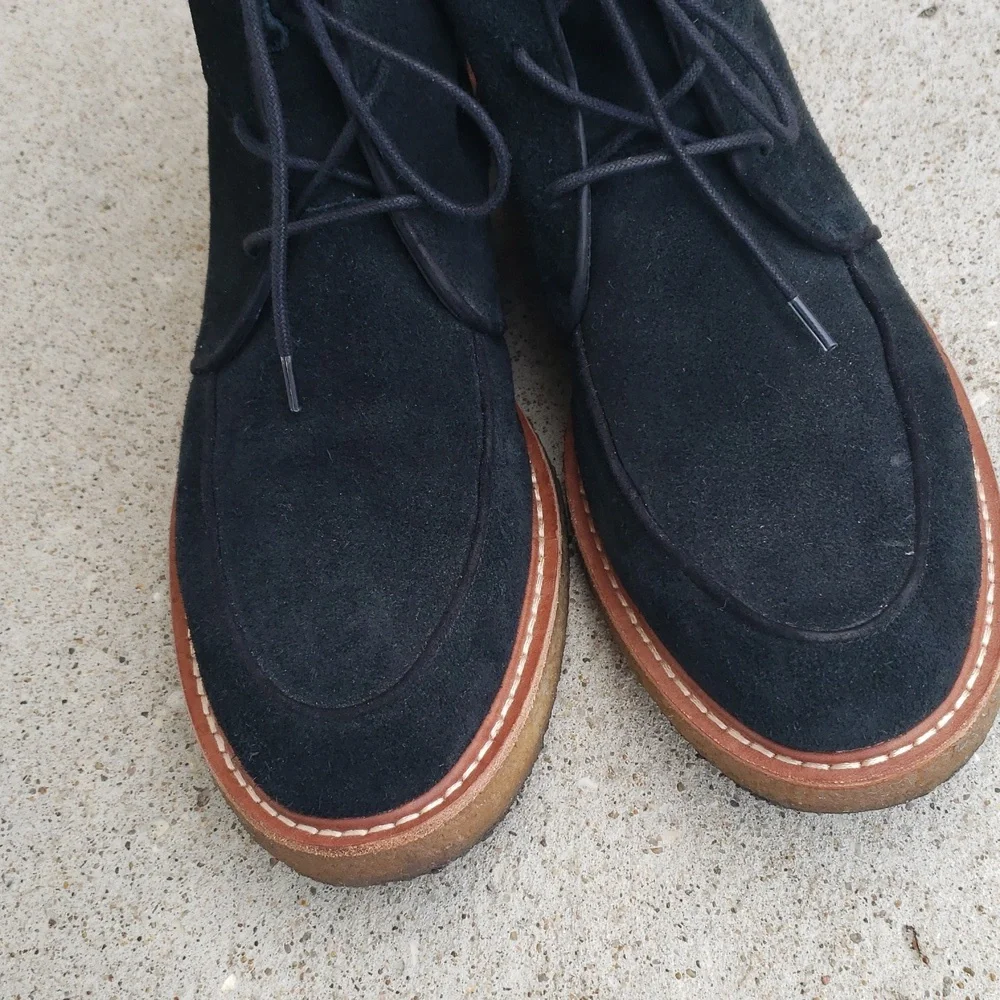 J Crew Suede Leather Lace Up Desert Chukka Ankle Boots Size 10 Black Neutral